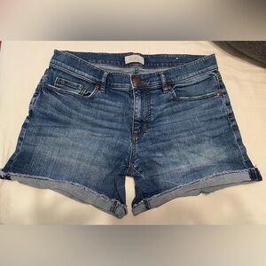 LOFT Blue Jean Shorts with Cuffed Hem